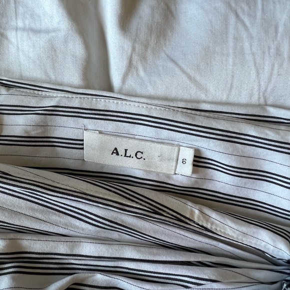 A.L.C. Diller Draped Cotton Midi Skirt asymmetrical black and white stripe - Picture 11 of 11